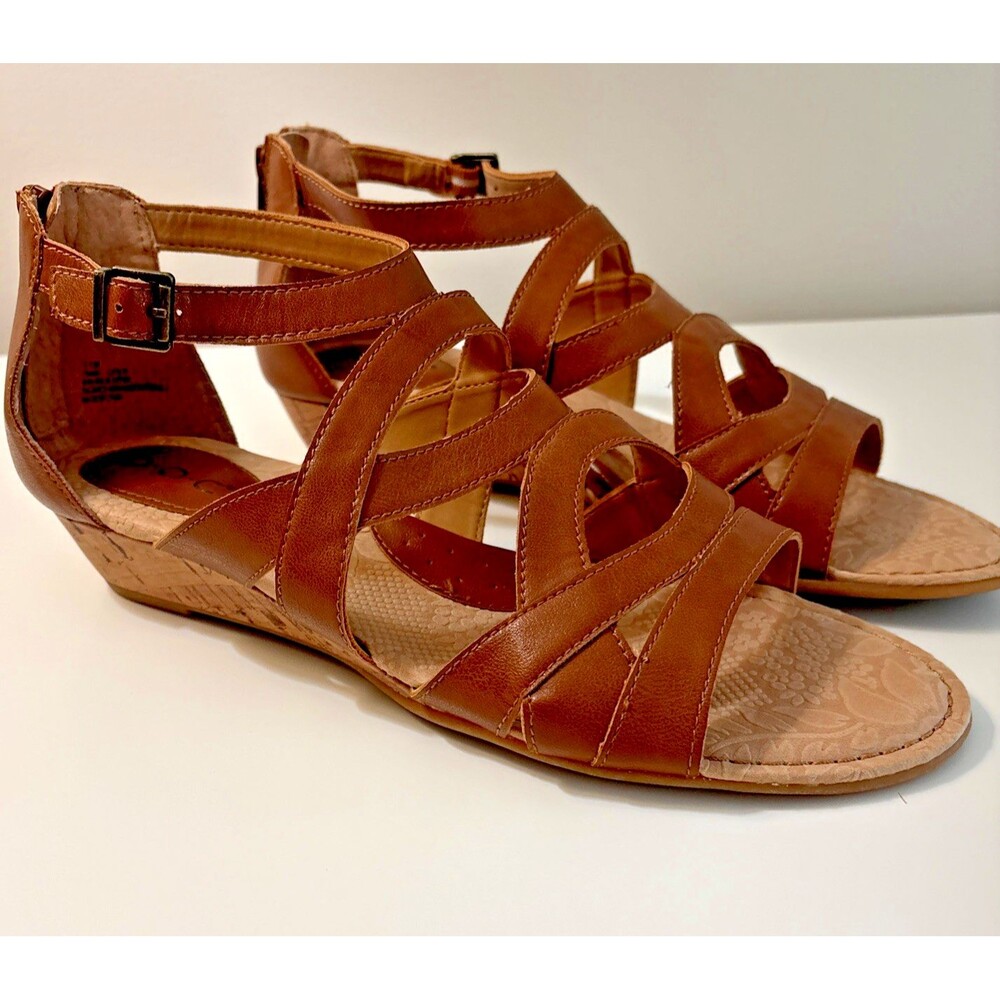 b.o.c Brown Wedge Gladiator Sandals Back Zip Cushioned Insole Excellent 11M - Picture 1 of 8